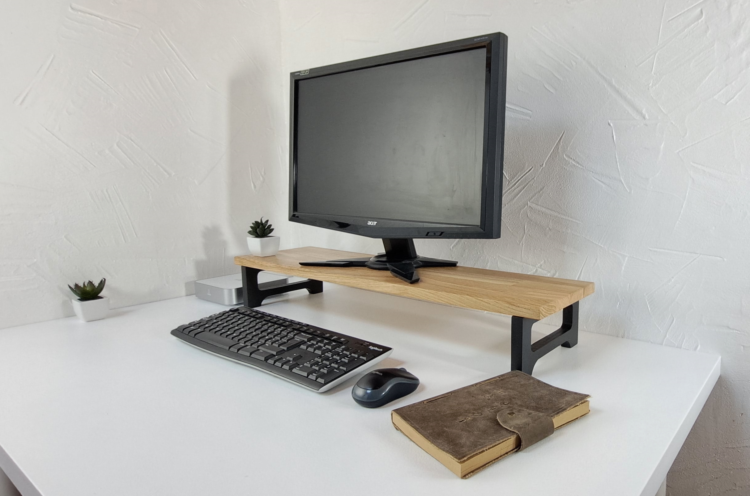 Support écran Pro - Pour votre ordinateur de bureau en bois de